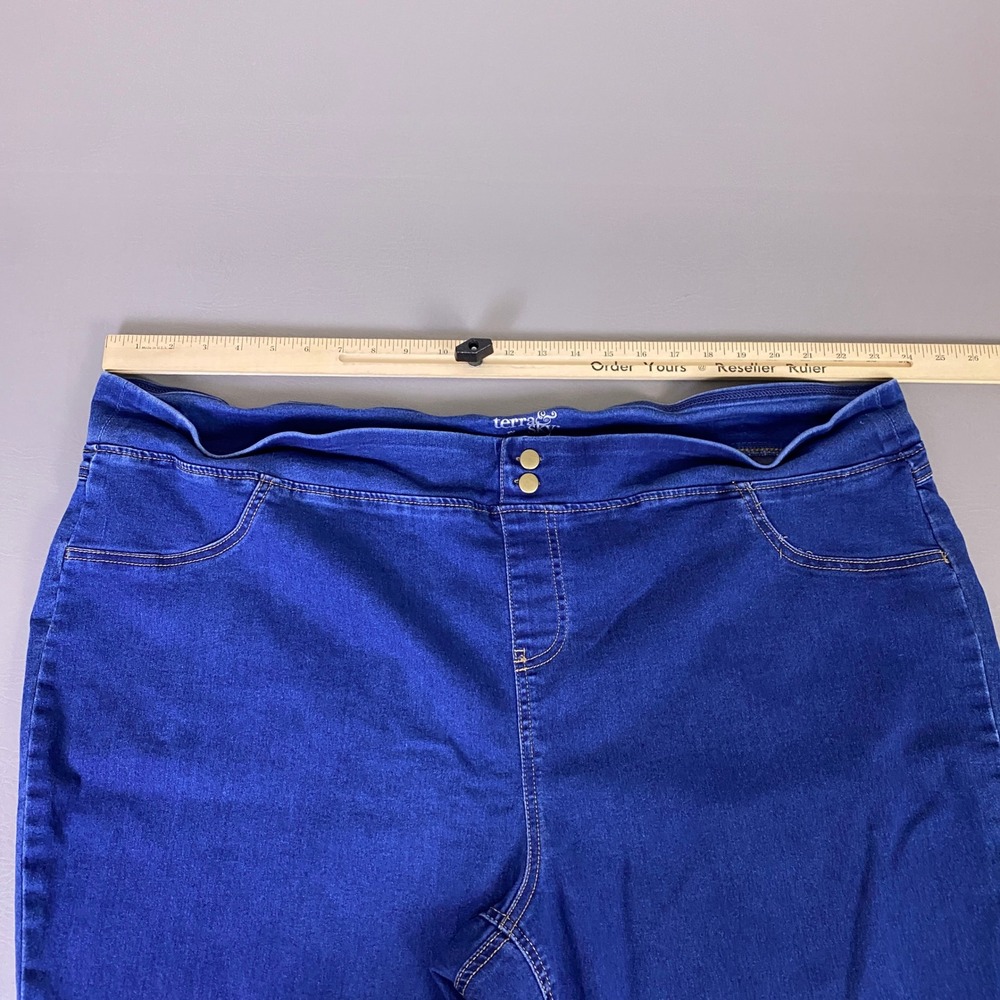 Terra & Sky Jeggings Jeans Women's Plus 5X 32W-34W Blue Medium Wash Skinny EUC - Picture 4 of 12